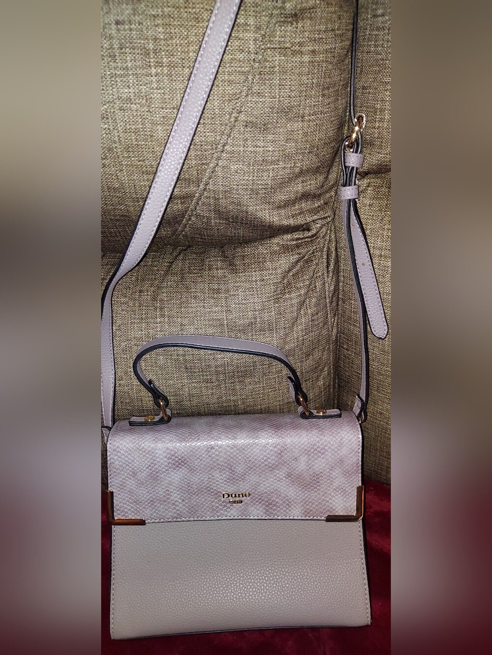 Dune London Pale Lilac Two-Tone Satchel with Top Handle